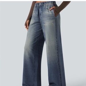 Halara mid-rise Denim Print Casual Sweatpants Jeans